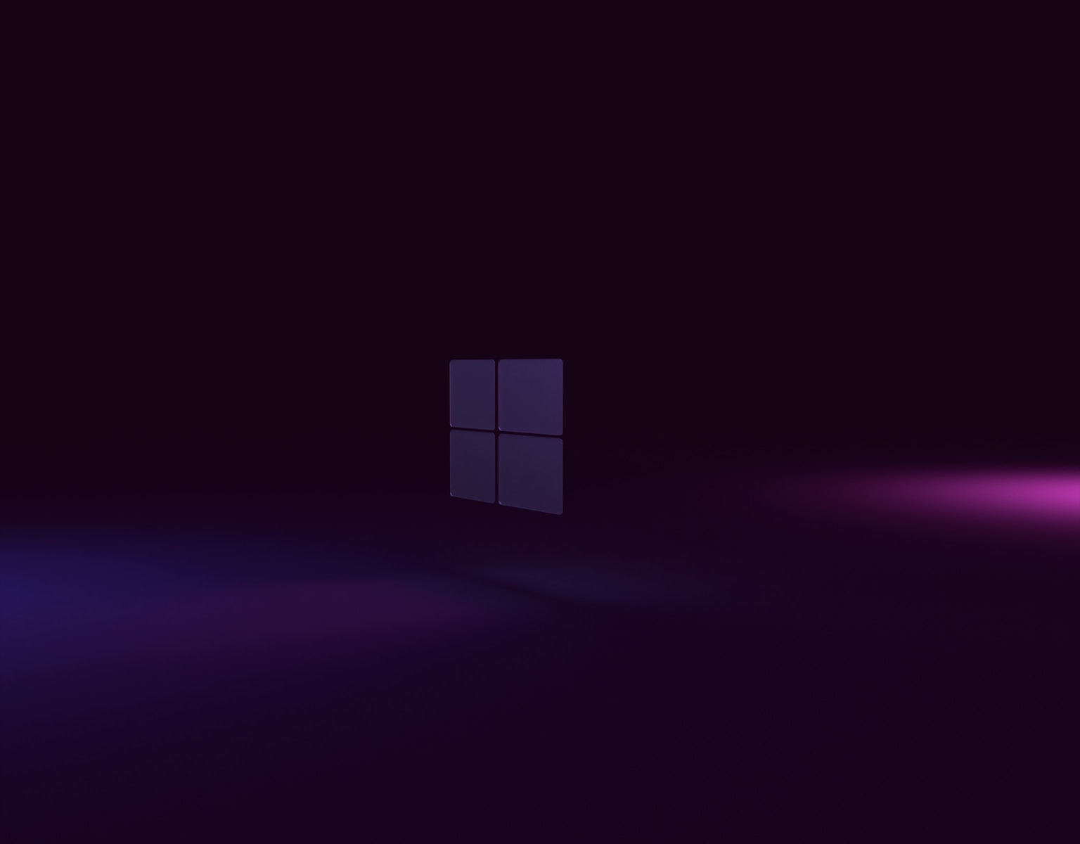 a dark room with a purple light coming out of the window